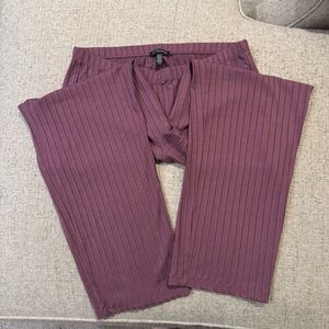 Eileen Fisher Tencel Lyocell Ribbed Wide Leg Pants Fig Mauve Medium